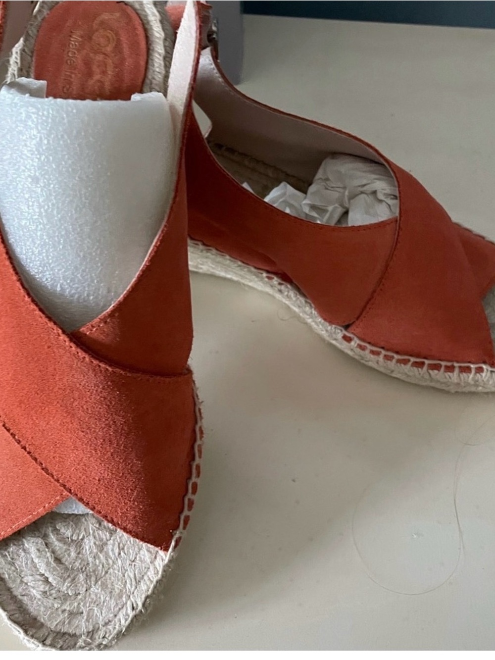 Cordani Orange Suede Espadrille Wedge Sandals
